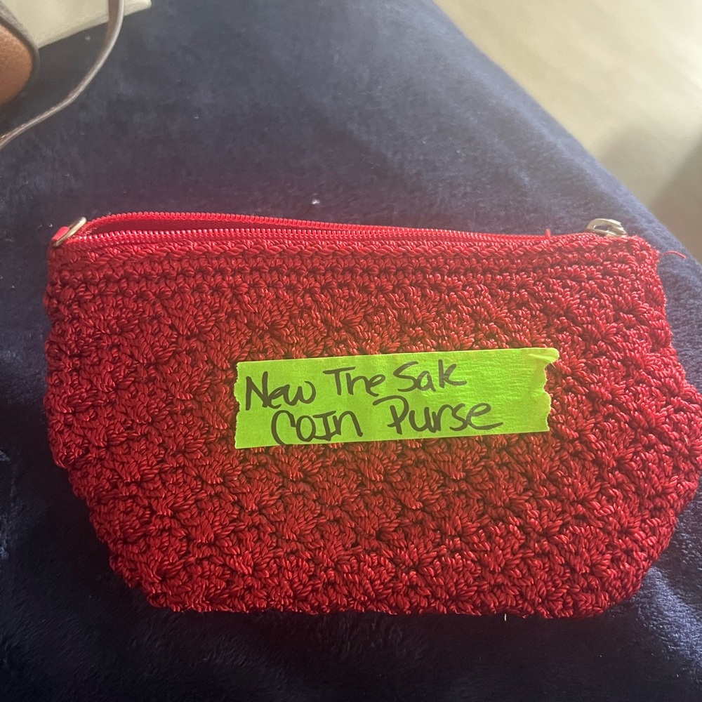 The Sak Red Crochet Coin Purse